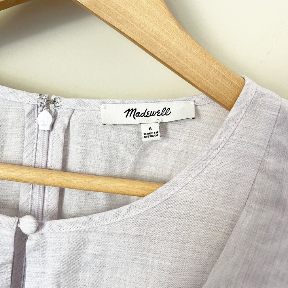 Madewell Ruffle-Shoulder Mini Dress Lavender Heather Botanical 6 NWT - Picture 5 of 11